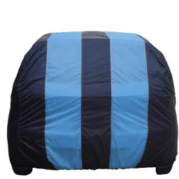 AutoPop Polyester Black &a; Turquiose Waterproof Car Body Cover for Mahindra Verito, Fw_Blue_Stripes_Verito image 2