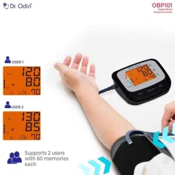 Dr Odin OBP 101 Black Digital Blood Pressure Monitor with Arrhythmia Detection, Talking Function &a; LCD Display image 3