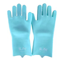 ILife 16 inch Latex free Silicon Turquoise Scrubber Gloves for Dishwashing image 3
