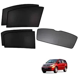 Kozdiko 5 Pcs Polyester Black Non Magnetic Window &a; Rear Sun Shades Set for Tata Aria-picture-27