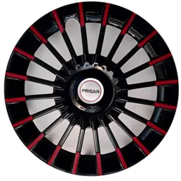 Prigan 4 Pcs 14 inch Polypropylene Black &a; Red Wheel Cover Set for Hyundai i20 Elite, Marvel Black Red 14 image 2
