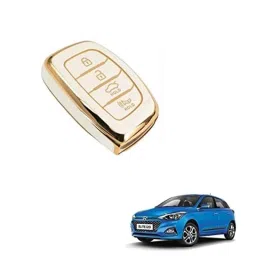 Kozdiko Thermoplastic Polyurethane White &a; Gold Car Key Cover for Hyundai Elite i20-picture-33