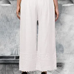 fambee Women Relaxed White Cotton Blend Trousers image 2