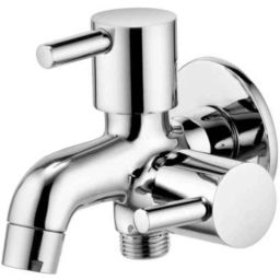 Fastgear 1/2 inch Brass Chrome Plated Turbo 2 Way Angle Wall &a; Bib Tap with Flange Fitting Twin Elbow Valve Faucet-picture-41
