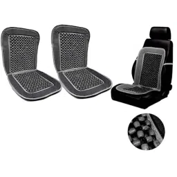 Auto Pearl PU, Velvet &a; Wooden Beads Grey Rectangular Seat Cushion for Mercedes Benz S300 (Pack of 2 )-picture-37