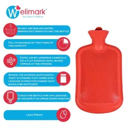 Welimark 2 Litre Rubber Red Unisex Non-Electric Hot Water Bag, 4C-KG0H-V7NB image 3