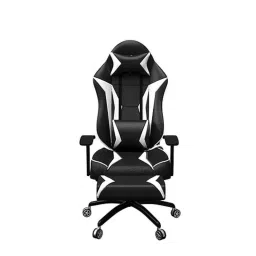 Rekart Faux Leather White &a; Black Adjustable Arm Rest Multi Functional Ergonomic Wing Back Gaming Chair with Footrest, MF5 White image 2