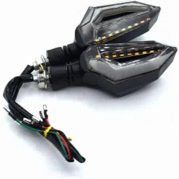 Ramanta 2 Pcs ABS Plastic Blue &a; Yellow Front &a; Rear LED Indicator Light Set for Honda Universal Bike image 2