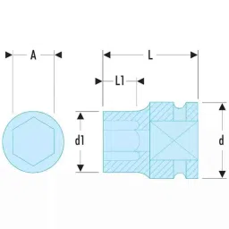 Facom 1/2 inch 35mm 12 Points Square Drive Impact Socket, NSD.35B image 2
