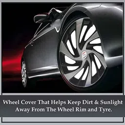 Auto Pearl 4 Pcs 15 inch Silver &a; Black ABS Press Type Hubcap Wheel Cover Set with Retention Ring for Maruti Suzuki Ignis image 2