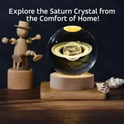 Gigawatts 2.4 inch 3D Colourful LED Saturn Crystal Ball with USB &a; Wooden Base image 4