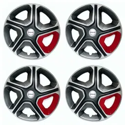 Prigan 4 Pcs 16 inch Polypropylene Grey, Silver &a; Red Press Fitting Car Wheel Cover Set for Honda WRV image 3
