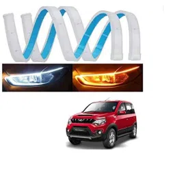 Kozdiko 2 Pcs 60cm Flexible White Daytime Running Light Set with Matrix Yellow Indicator &a; Turn Sequential Flow for Mahindra NuvoSport-picture-14