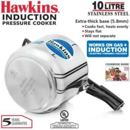Hawkins 10L Stainless Steel Induction Bottom Pressure Cooker, HSS10 (Pack of 5) image 2