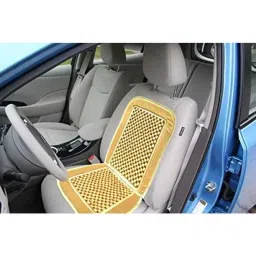 Auto Pearl PU, Velvet &a; Wooden Beads Beige Rectangular Seat Cushion for Skoda Fabia image 4