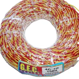Super GEC 2 Core Copper Red &a; Yellow Flexible Twin Twisted Home Appliances Wire, 40-76/1500, Length: 82 m-picture-19