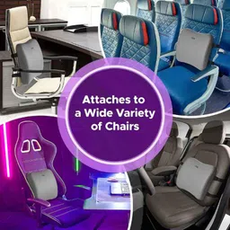 Frido FR-ULSC-G1 Grey Lumbar Back Support Pillow with Adjustable Dual Straps image 5