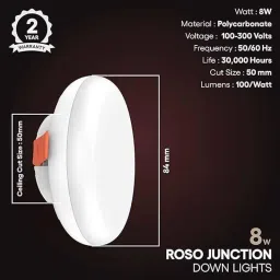 Fybros Roso 8W Polycarbonate Pink Round Junction LED Downlight, FLS5342A image 2