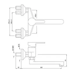 Jaquar Fusion Black Matt Single Lever Sink Mixer with Connecting Legs &a; Wall Flanges, FUS-29163 image 2