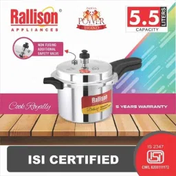 Rallison Deluxe 5.5 Litre Aluminium Pressure Cooker, RS045 (Pack of 3) image 4