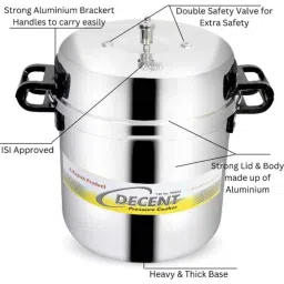 Decent Jumbo 24L Aluminium Silver Outer Lid Pressure Cooker, DECPT0024L image 2