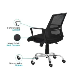 Rishabh Victor Leatherette Black Medium Back Executive Chair, SKU-10 image 4