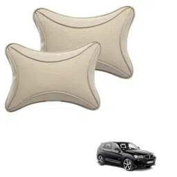 Kozdiko 2 Pcs Memory Foam &a; Polyester Beige Dots Car Neck Rest Pillow Set for BMW X3, XNVJVHGJFH280-picture-35