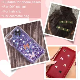 hasthip Resin Bowknot Nail Charms Pearl Charms for Nail Art 6 Colors 3D Bowknot French image 3