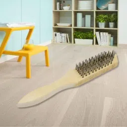 DeoDap Steel Wire Brush with Wooden Handle (Pack of 8) image 4