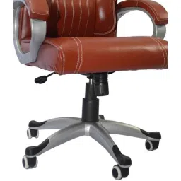Chair Garage PU Leatherette Brown Adjustable Height Office Chair with Back Support, CG144 (Pack of 2) image 4