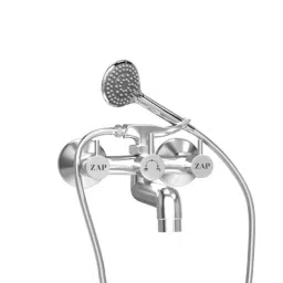ZAP Elixir 2-in-1 Brass Wall Mixer with Crutch, Multi Flow Hand Shower &a; 1.5m SS Hose Pipe-picture-6