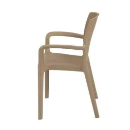 Supreme Texas Matt Finish Heavy Duty Plastic Dark Beige Chair with arm (Pack of 4) image 3