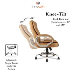 Innowin Venture Premium Camel Brown Leatherette Medium Back Ergonomic Chair image 4