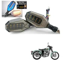Kozdiko 4 Pcs Plastic Front &a; Rear U Shape Dual Color DRL LED BIke Indicator Set for Royal Enfield Classic 350-picture-30