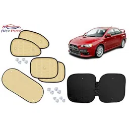 Auto Pearl 6 Pcs PVC &a; Mesh Beige Window, Front &a; Rear Sun Shade Set for Mitsubishi Lancer-picture-34