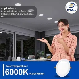 D&s;Mak 12W Cool White Round LED Conceal Panel Light (Pack of 5) image 5