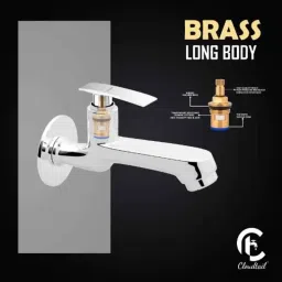 Cloudtail by Prestige Passion CDT4112 Brass Chrome Finish Silver Wall Mounted Long Body Tap with Wall Flange (Pack of 2) image 5
