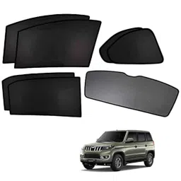 Kozdiko 5 Pcs Polyester Black Non Magnetic Window &a; Rear Sun Shades Set for Mahindra Bolero Neo-picture-41