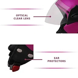 Habsolite Estilo Open Half Face Helmet With Scratch Resistant Clean Visor &a; Adjustable Strap For Men &a; Women Bike Motorcycle Scooty Riding (Purple, M) image 5