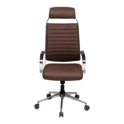 Evok Diana Leather Brown High Back Office Chair with Arm, FFOFOCMNMTBR69439D image 2