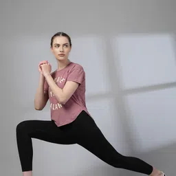 chkokko Women Printed Round Neck Polyester Maroon T-Shirt image 5