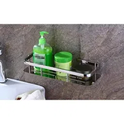 ZAP Stainless Steel 304 Chrome Finish Wall Mount Single Layer Bathroom Shelf image 5