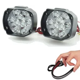 Eshopglee 2 Pcs 9 LED Fog Spot Light &a; 1 Pc Tail Light Indicator with Turn Signal Combination Set-picture-18