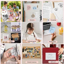 Wolcentra Mini Printer with 10 Rolls and Stickers, Mini Portable Inkless Pocket Printer Mini printer image 2