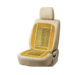 Auto Pearl PU &a; Wooden Beads Beige Rectangular Car Seat Cover for Chevrolet Sail UVA (Pack of 2) image 3