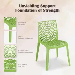 Maharaja Wave 43x79.5x49cm Plastic Green Outdoor Chair without Arm Rest (Pack of 2) image 3