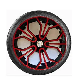 Prigan 4 Pcs 14 inch Polypropylene Black &a; Red Wheel Cover Set for Honda Brio, Magic Black Red 14 image 4