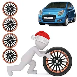 Auto Pearl 4 Pcs 13 inch ABS Copper &a; Black Press Fitting Wheel Cover Set for Maruti Suzuki A Star-picture-18