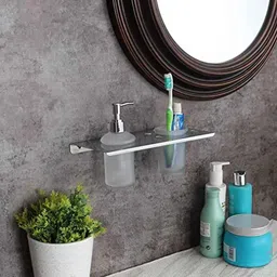 Saze 350ml Glass Unbreakable Liquid Soap Dispenser Bottle with Stainless Steel Base, SZ-GLS-BH-LSD-SS image 2