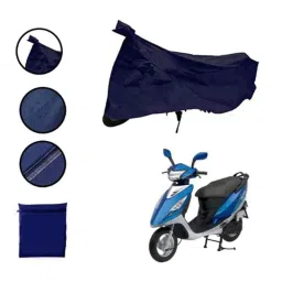 Riderscart Polyester Blue Waterproof Two Wheeler Body Cover with Storage Bag for TVS STR image 2